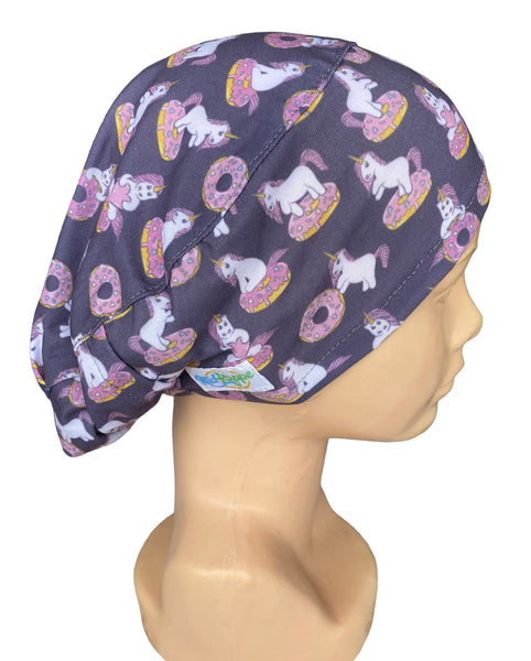 GORRO QUIRÚRGICOALGODÓN JARETA UNICORNIO Y DONAS MORADO