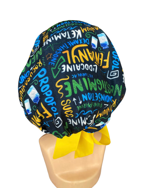 GORRO QUIRÚRGICO ANESTESIO LETRAS AZUL AMARILLO