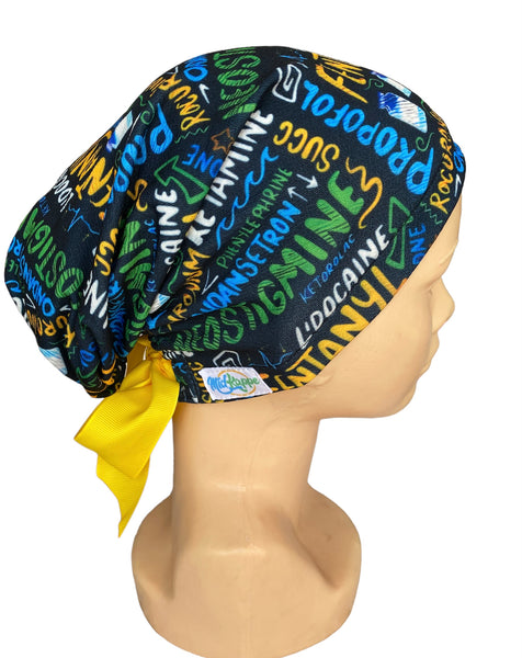 GORRO QUIRÚRGICO ANESTESIO LETRAS AZUL AMARILLO