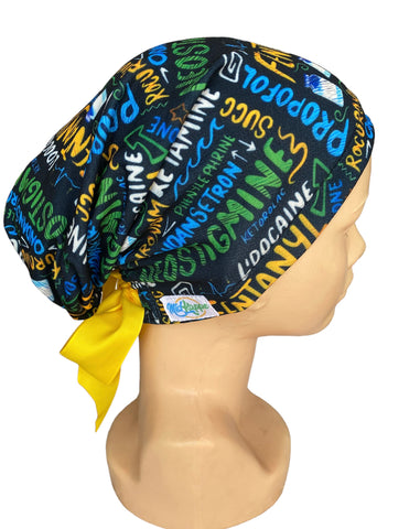 GORRO QUIRÚRGICO ANESTESIO LETRAS AZUL AMARILLO