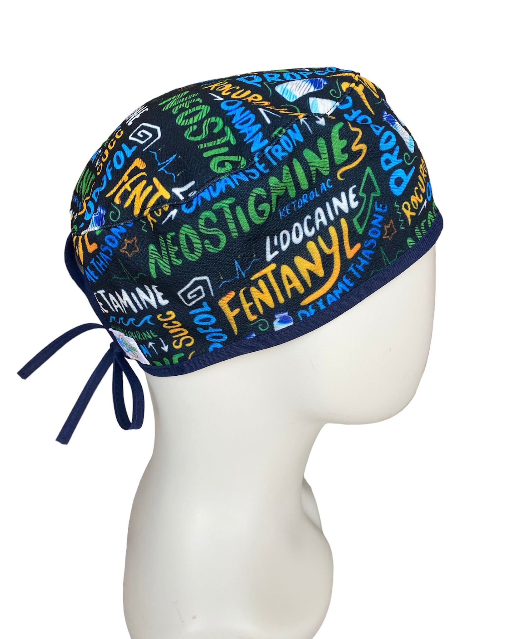 GORRO QUIRÚRGICO ANESTESIO LETRAS AZUL Y AMARILLO