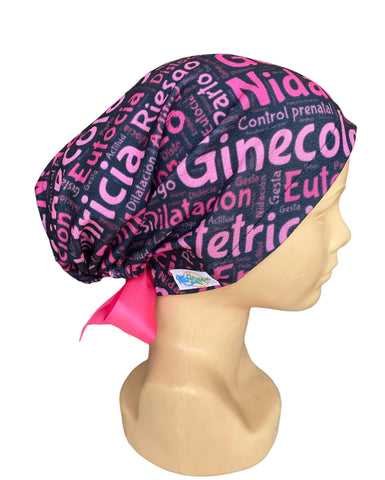 GORRO QURÚRGICO GINECO LETRAS  ROSA