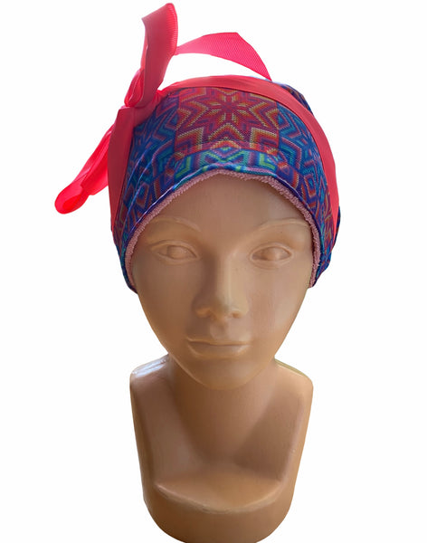 GORRO DE TOALLA CON MICROFIBRA ARTE HUICHOL ROSA