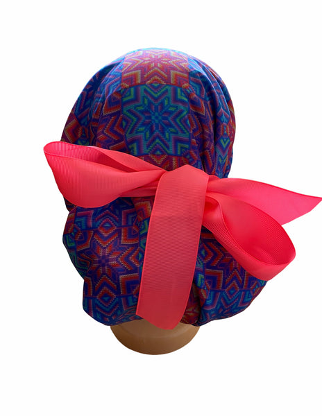 GORRO DE TOALLA CON MICROFIBRA ARTE HUICHOL ROSA