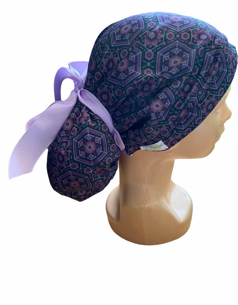 GORRO TOALLA CON MICROFIBRA ARTE HUICHOL MORADO