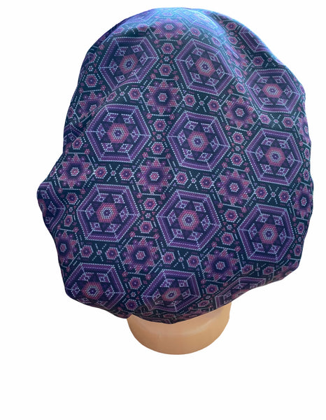 GORRO TOALLA CON MICROFIBRA ARTE HUICHOL MORADO